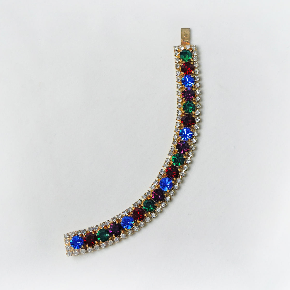 1980s Multi Rhinestone Tennis Bracelet / ヴィンテージ・ラインストーンブレスレット