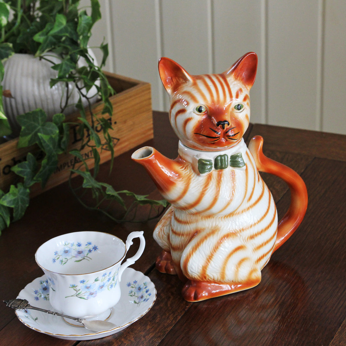 1970s Vintage CAT Tea Pot / 英国製キャットティーポット (Green Eyes / CT86)