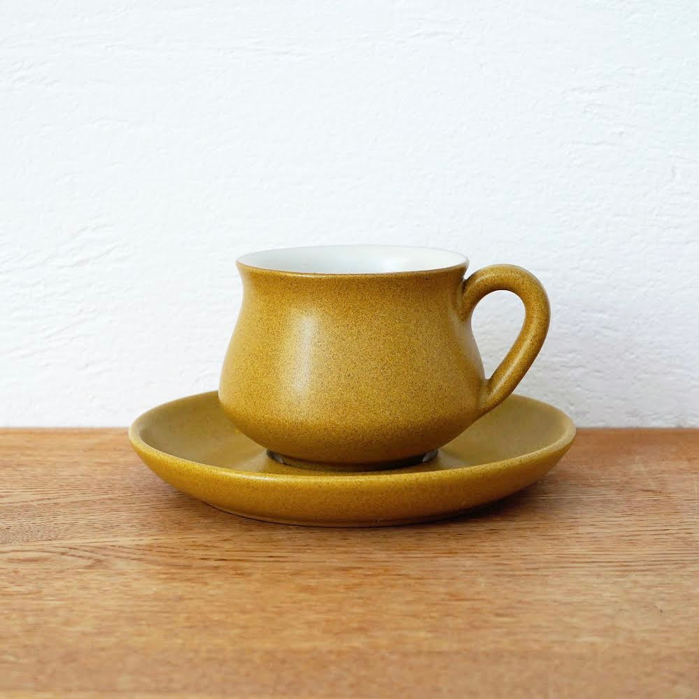 Vintage DENBY Cup & Saucer / 英国製 デンビー コーヒーカップ&ソーサー(antique gold)