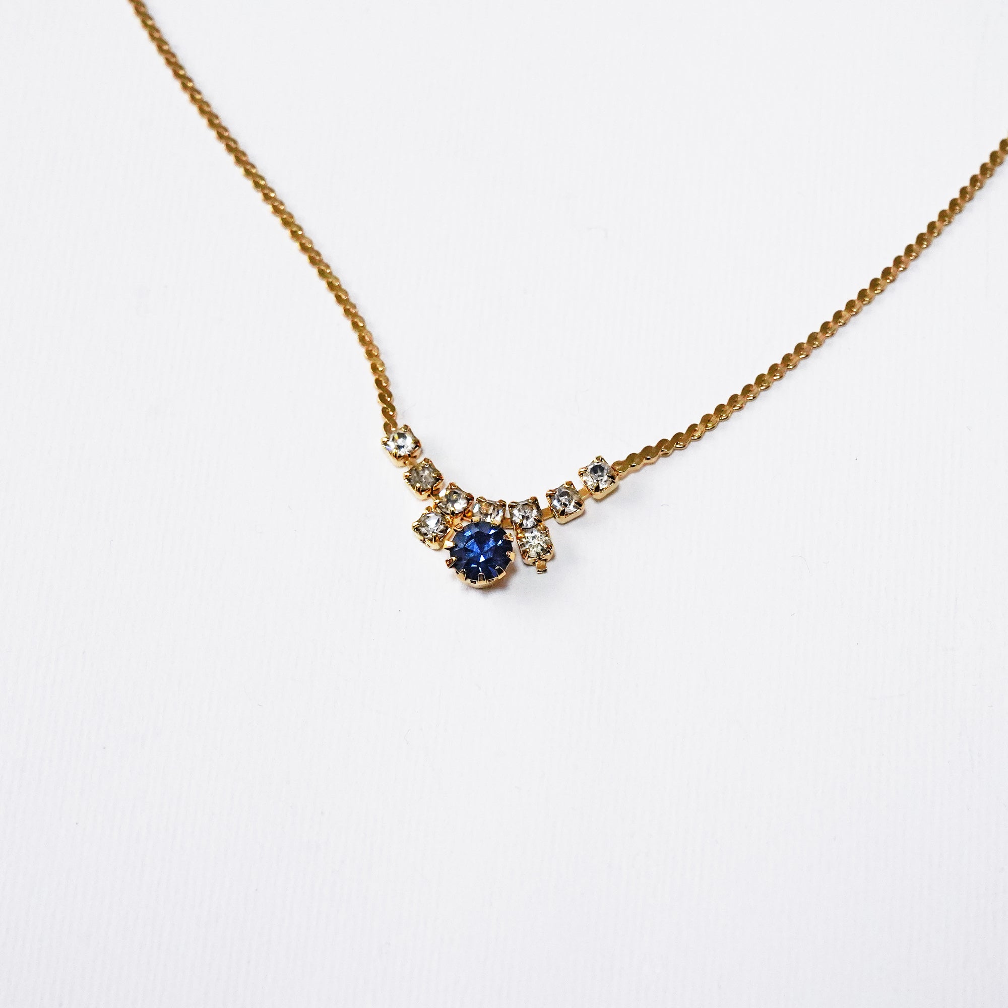 Dead Stock Rhinestone Top Necklace / デッドストック・ラインストーンネックレス(Blue)